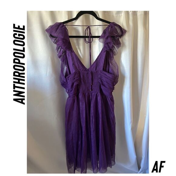 ANTHROPOLOGIE MAEVE TULLE MINI DRESS PURPLE NEW LARGE - Picture 7 of 8